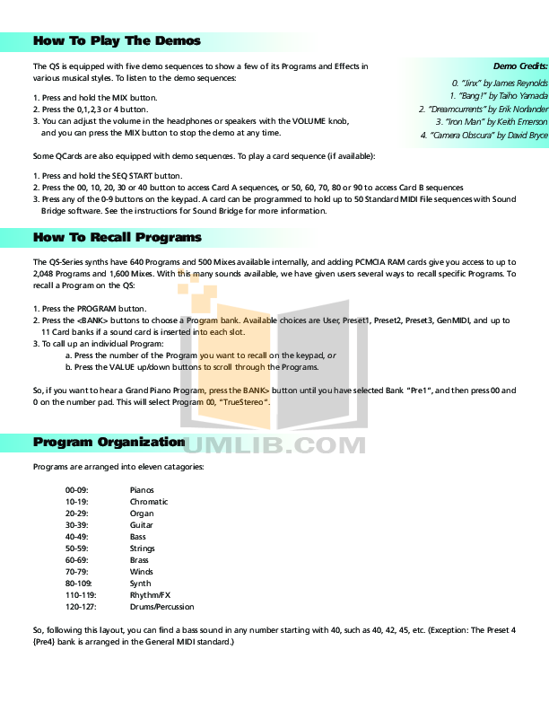 PDF manual for Alesis Music Keyboard QS7.1